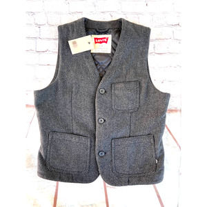 New Mens Levis Wool Blend Herringbone Insulated Button Vest Large NWT